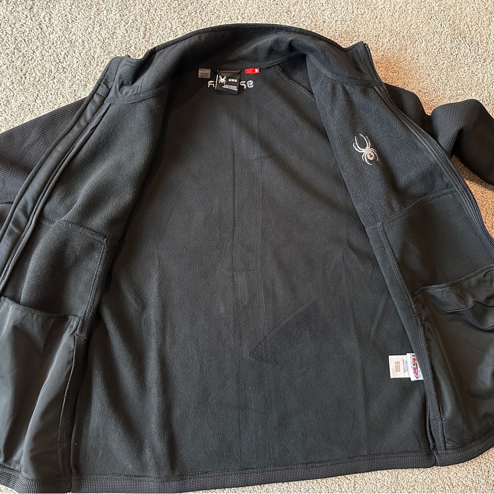 NWOT Men's Spyder Core Sweater Black Midweight Zip Jacket, Size Medium - Picture 5 of 7